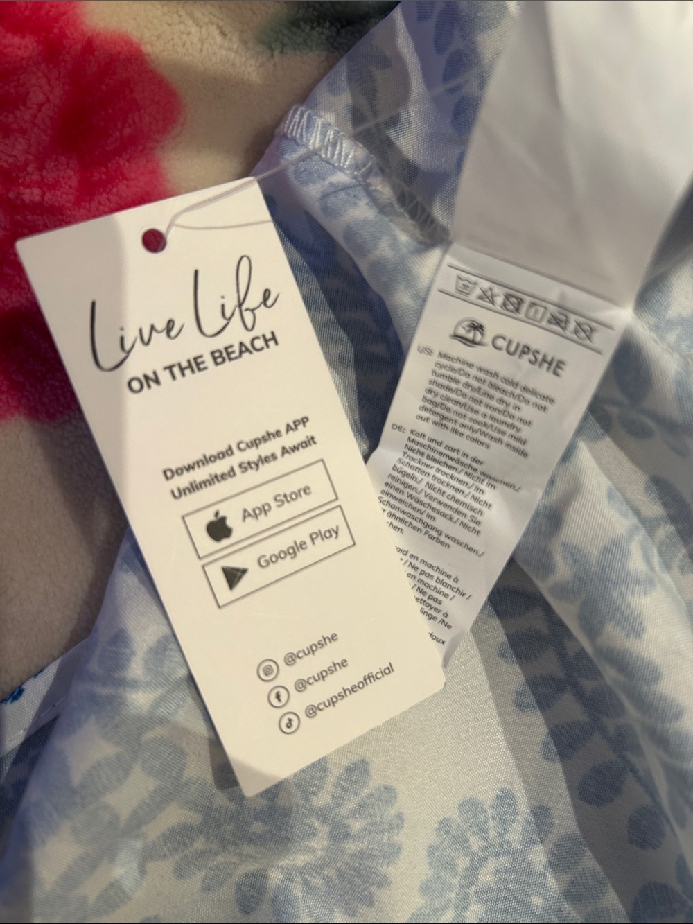 Cupshe White Halter Maxi Dress with Blue Medallion Print - Picture 4 of 4